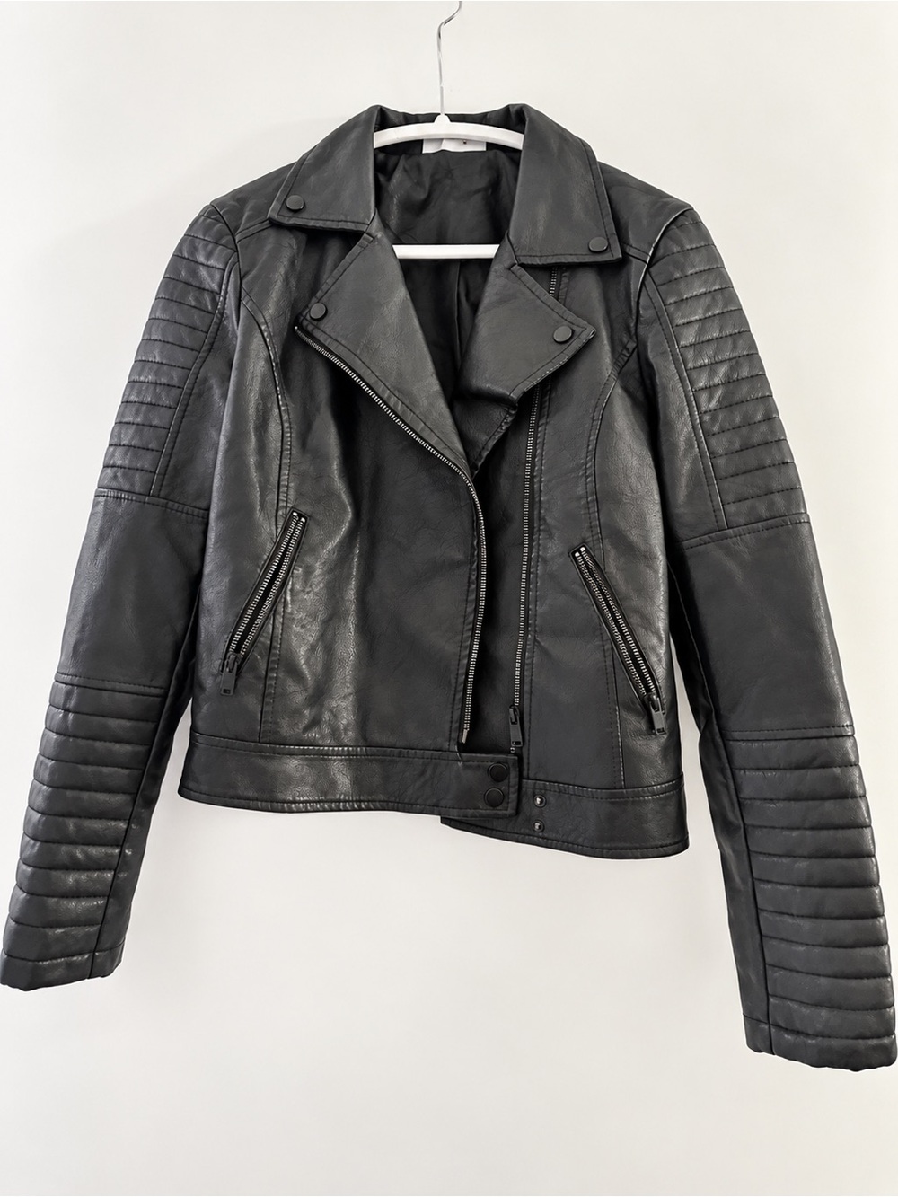 Noisy May Black Faux Leather Moto Biker Jacket Quilted